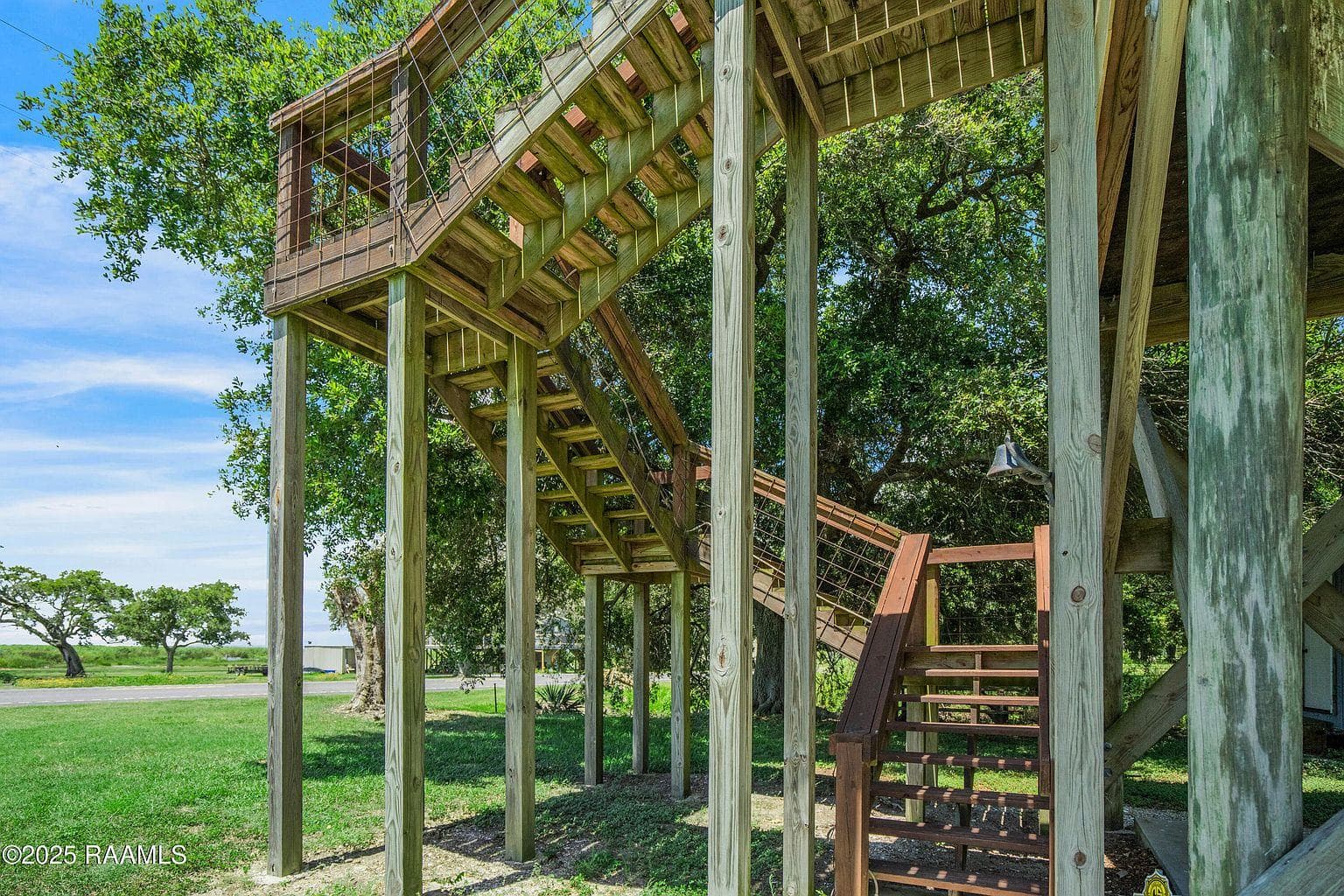 Timber stair to the deck