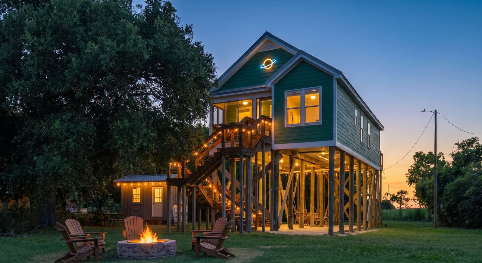 Front elevation on pilings