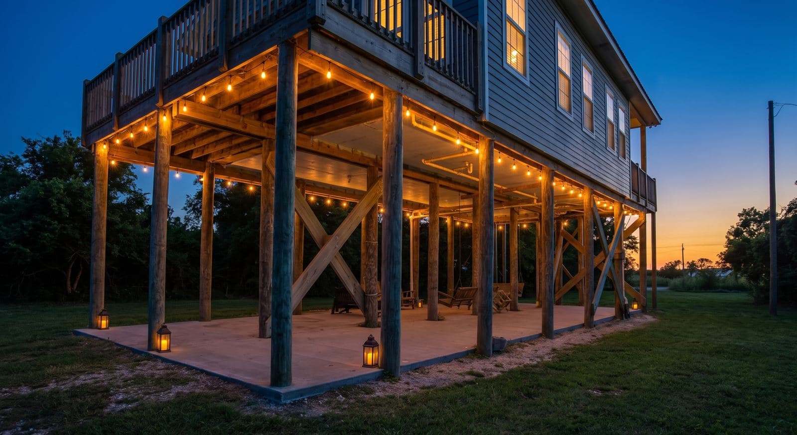 Covered parking under the camp
